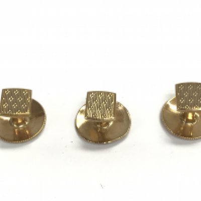 Set of three 9ct gold studs. 2.86g.