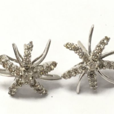 18ct white gold diamond star studs , Total weight 2.8g .postage category A