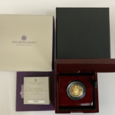 Royal Mint issue, The Coronation of King Charles III 2023 1/4oz gold proof coin, issue no. 0863.