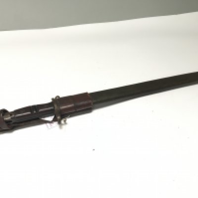 A good example of I world war American Remington bayonet 1917 model 25US stamp leather scabbard with original leather frog belt attachment.