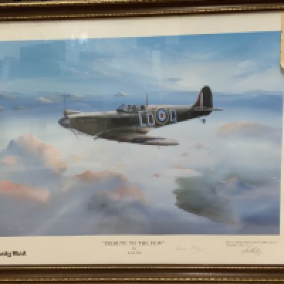 Tribute to a Few, Keith Hill limited edition print signed by Wing commander PPC Barthropp DFC, AFC, RAF. 1541/2000, Daily Mail issue. With certificate. NO RESERVE