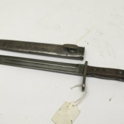 A German K98 Mauser bayonet with wood grip the blade with makers stamp. Length 39cm. NO RESERVE