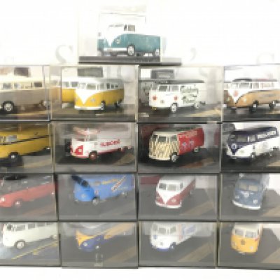 A Collection of Boxed City Volkswagen Vans.