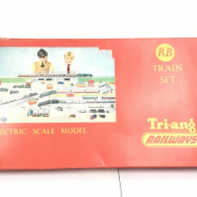 A Boxed Tri-Ang 00 Gauge Set #RB with Extra Track. A Operating Mail Coach Set. A Station. A Crescent Railway Accessories Set Etc.