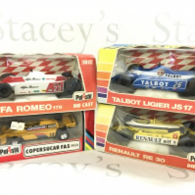 4 Boxed Polistil F1 Diecast Cars 1/22 Scale. An Alfa Romeo 179 A Talbot Ligier JD 17. A Copersucar FA5 And A Renault RE 30.