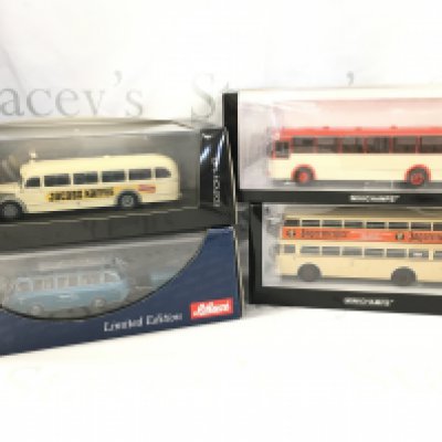 2 Schuco And 2 Minicamps Buses. 1/43 Scale.