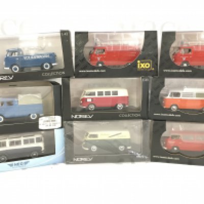 A Collection of Boxed Norev And IXO Volkswagen Vans 1/43 Scale.