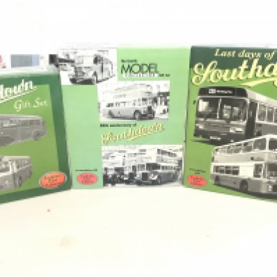 A box containing a collection of Southdown busses. Including Britbus models.