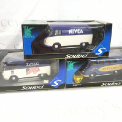 3x boxed Volkswagen vans by Solido. No reserve