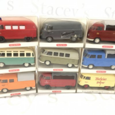 A collection of 9 boxed model Volkswagen vans by Wiking. No reserve