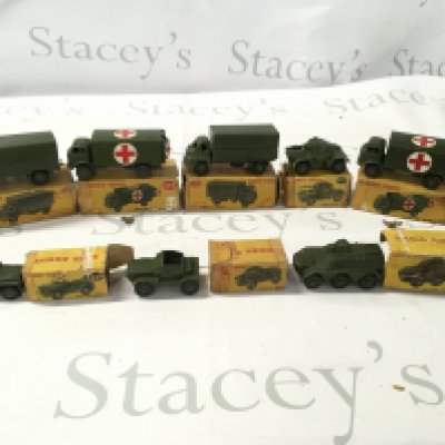 A collection of 8 boxed vintage Dinky military vehicles. Boxes are in poor condition. No Reserve.