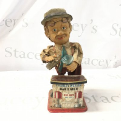 Vintage Tinplate Charley Weaver Bartender