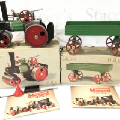 A Boxed Mamod Steam Roller And A Open Wagon.
