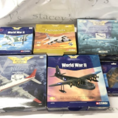 A Collection of Boxed Corgi Aviation Archive model planes including AA31703 Short Sunderland&hellip;.AA30402 Lockheed Constellation..AA32406 Sea Harrier&hellip;AA33802 Thunderbolt&hellip;AA31902 Spitfire&hellip;.AA31502 Bristol Britannia. No reserve