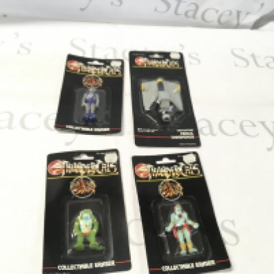 4 sealed Thundercats items featuring 3 Collectable erasers Mummra..Panthro&hellip;Slithe. and 1 pencil sharpener. Sky cutter.