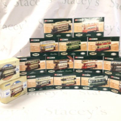 A collection of 15 boxed diecast model trams by Corgi mostly Tramway Classic series.