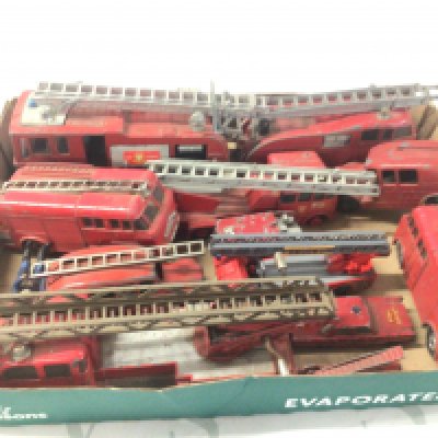 A collection of Playworn fire engines and other by Dinky etc.