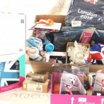 A collection of Olympic memorabilia from London 2012 includes boxed breakfast sets..mascots..vehicles..teapot etc
