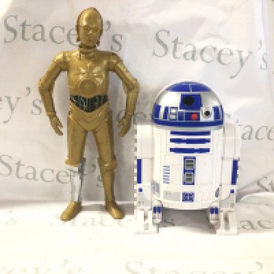 Star Wars Jakks 20 inch C3PO with silver leg and Lucas Films R2D2 storage case.