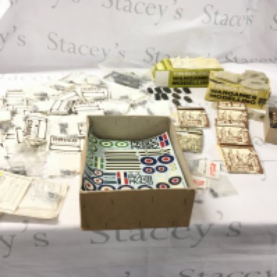 A collection of lead models for war gaming . Includes soldiers..vehicles and equipment sealed in packaging and requiring painting. Also includes a box containing transfers and decals. No reserve