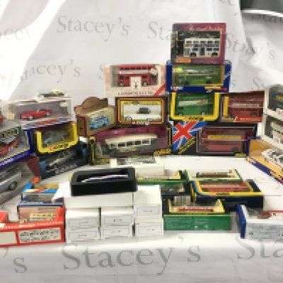 A collection of boxed model diecast vehicles featuring cars, buses etc. Manufacturers include Britains..Corgi..Lledo..EFE Etc.. No reserve