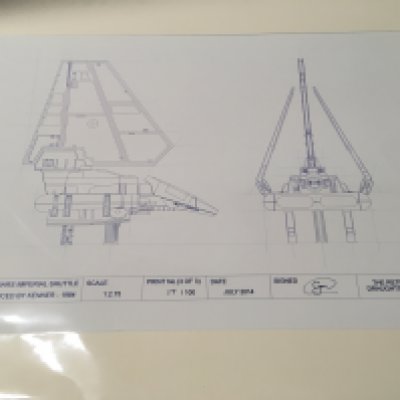 A Star Wars The Retro Draughtsman Limited Edition Print Of The Kenner Imperial Shuttle By Craig Turner July 2014 #17 of 100. No Reserve.