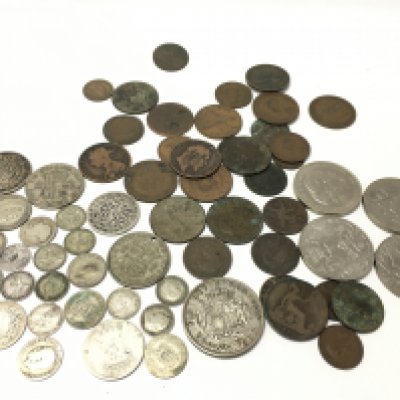 A collection of assorted coinage including pre 1920 examples. Postage A