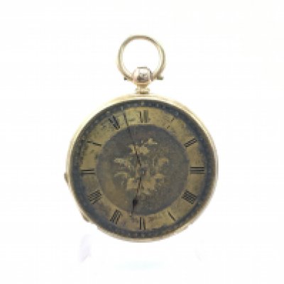 An 18ct gold cased pocket watch. Approx 36mm case. Postage A