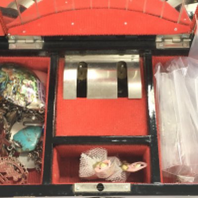 A box of various silver chains and pendants. Postage category B