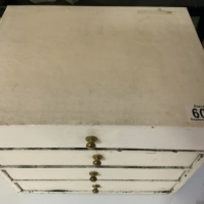A 4 drawer jewellery chest and costume jewellery contents. (C) NO RESERVE