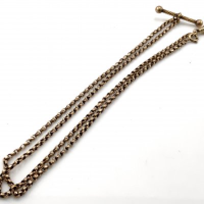 A 9ct gold Albertine chain. 8.7g (A)