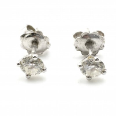 A pair of 18ct white gold diamond stud earrings. Postage A