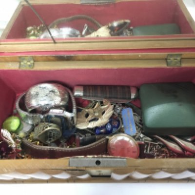 A Collection of costume jewellery including some silver pendants, vintage watches, Richards pocket knife. Postage category B