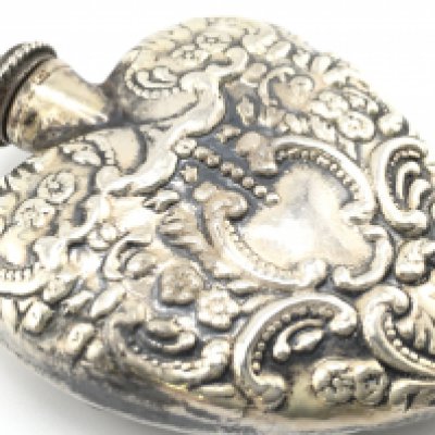 A silver hallmarked heart shaped scent bottle, postage category A
