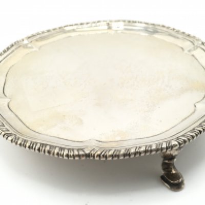 A Georgian Silver hallmarked card tray , 1852. 15.5cm wide. Postage category B