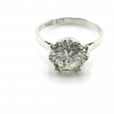 WITHDRAWN - An exceptional diamond solitaire ring. a round brilliant cut diamond 2.70 carat set in platinum the ring sold with Gemologists report and the stone unset for independent professional assessment the diamond graded L/M and Clarity SI2/I1 IDRC Gemologists report. Total weight 3.5g ring size N/O.