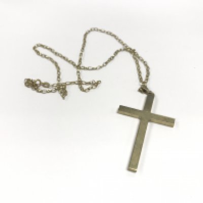 A 9ct gold cross and chain, approx weight 11.17grams.