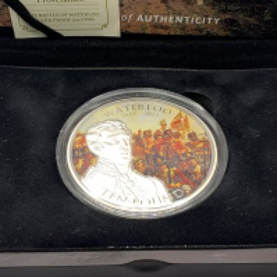 The Battle of Waterloo silver proof 5oz Waterloo coin.