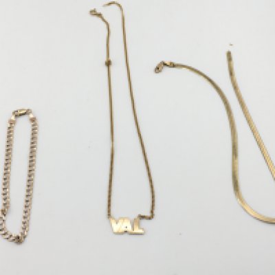 Three 9ct gold including two necklaces and one bracelet. Total weight 11.70g Postage A