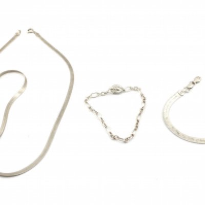 Three silver chains including a silver links of London bracelet. Postage A