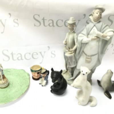 A collection of ceramics including a large Lladro Pregonero figure ,USSR animal figures, Royal Albert Gossamer dish. This lot cannot be posted NO RESERVE