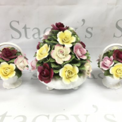 Ceramic Ansley baskets of flowers . This lot cannot be posted