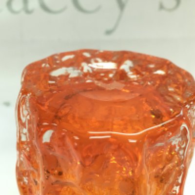 A Whitefriars bark Tangerine vase and a similar vase (not whitefriars). 16 and 14cm tall approximately. This lot cannot be posted