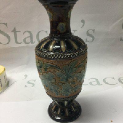 A Doulton Lambeth vases decorated with flowers and foliage 22 cm