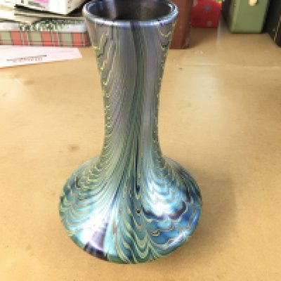 Okra vase signed Barras 22cm tall. Good condition.