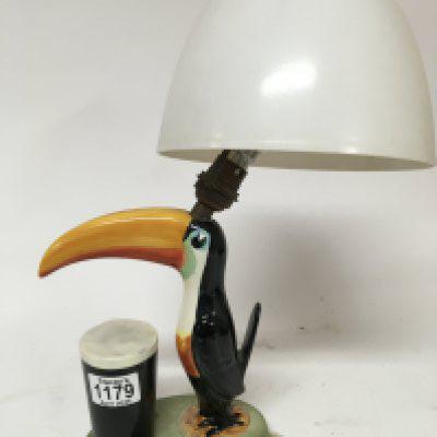 A Genuine Vintage Carlton Ware Guinness Tucan lamp height including later shade 44cm.