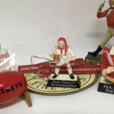 A collection of Breweriana including Carlton Ware Pick flowers figures.