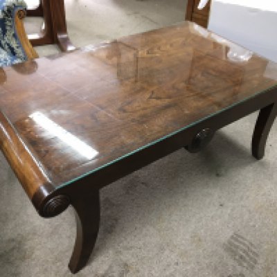 A regency style coffee table , with a glass top. 60x108x45cm NO RESERVE