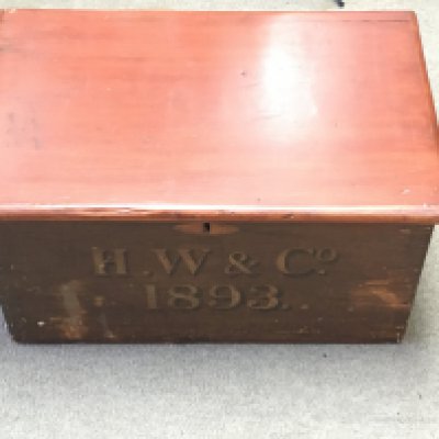 An 1893 shipping truck 56cm wide 35 deep 30cm high. NO RESERVE