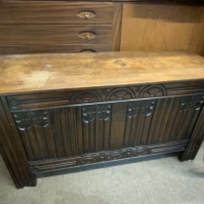A small oak line fold design chest NO RESERVE